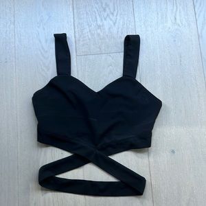 Crop top with rib wrap around black shein